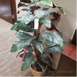 48" Artificial Silk Plant w/ Light Blonde Wicker Basket Pot